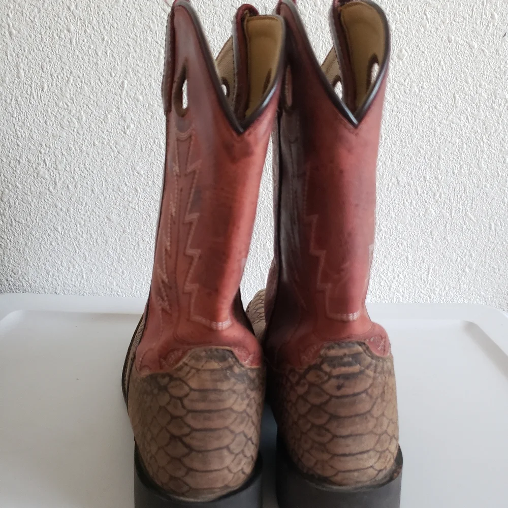 #Smoky Mountains Mens Western Rodeo Farm Cowboy Square Leather Boots